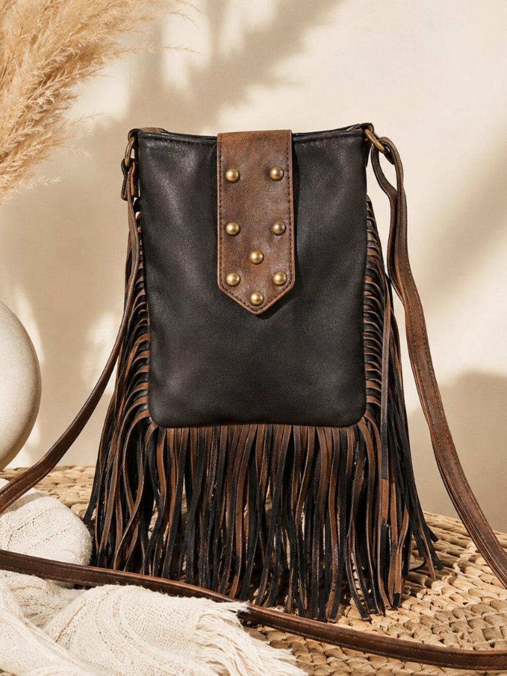 REVOLUTION cross body fringe bag 8 x 6.5 inches